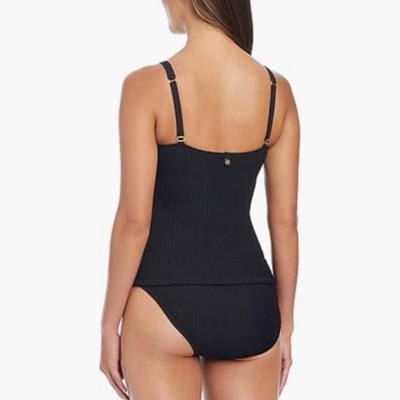 Square Neck by Bleu Rod Neck Tankini Swimsuit Top Black Size, 12  8193 - Picture 2 of 2